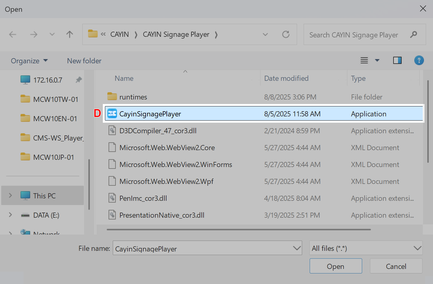 select the program