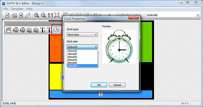 Configure the clock area