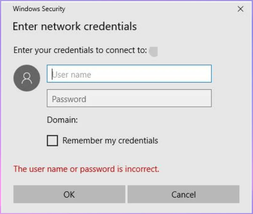 Enter Network Credentials