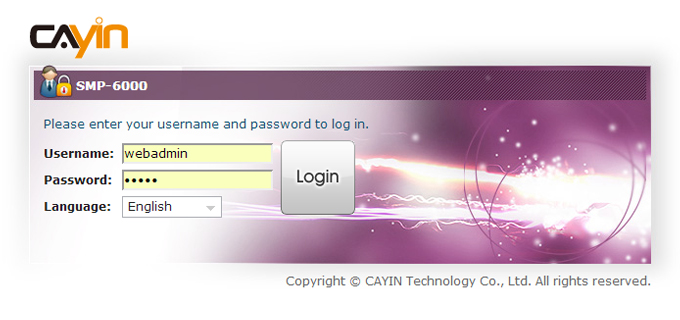 Log in page