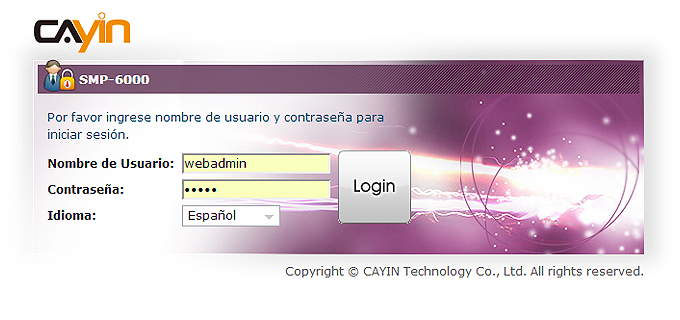 Log in page